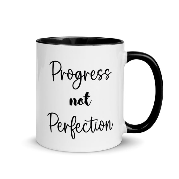 ceramic coffee mug progress not perfection recovery saying 11 ounce six colors