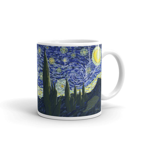 ceramic mug my starry night rendition of van gogh 11 ounce and 15 ounce